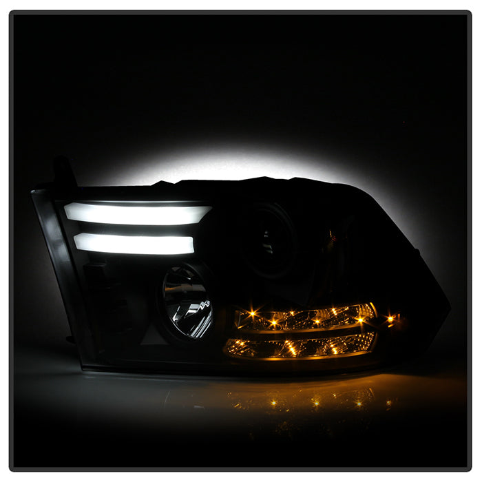 Spyder Dodge Ram 09-12 Projector Headlights Light Bar DRL Black PRO-YD-DR09-LBDRL-BK 5081001