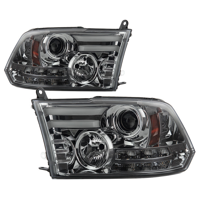 Spyder Dodge Ram 09-12 Projector Headlights Light Bar DRL Smoke PRO-YD-DR09-LBDRL-SM 5081742