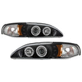 Spyder Ford Mustang 94-98 1PC Projector LED Halo Amber Reflctr LED Blk Low H3 PRO-YD-FM94-1PC-AM-BK 5010391