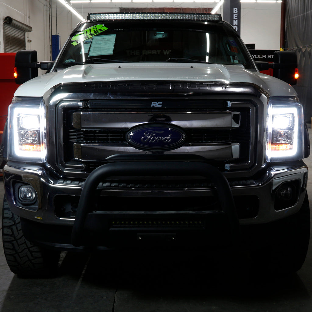 Spyder Ford F250/350/450 11-16 V2 High-Power LED Headlights-White Light Bar-Black PRO-YD-FS11V2PL-BK 5087898