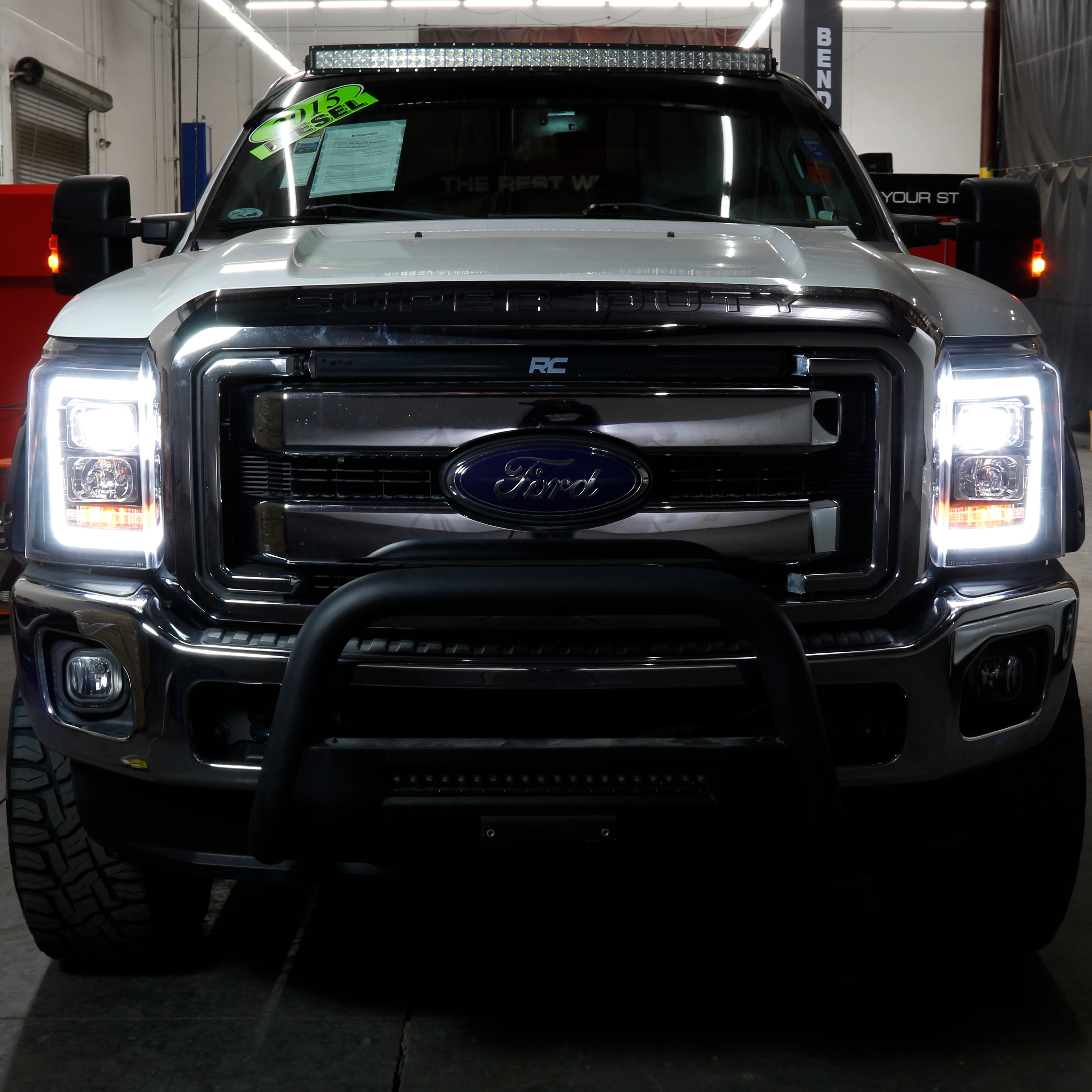 Spyder Ford F250/350/450 11-16 V2 High-Power LED Headlights-White Light Bar-Black PRO-YD-FS11V2PL-BK 5087898