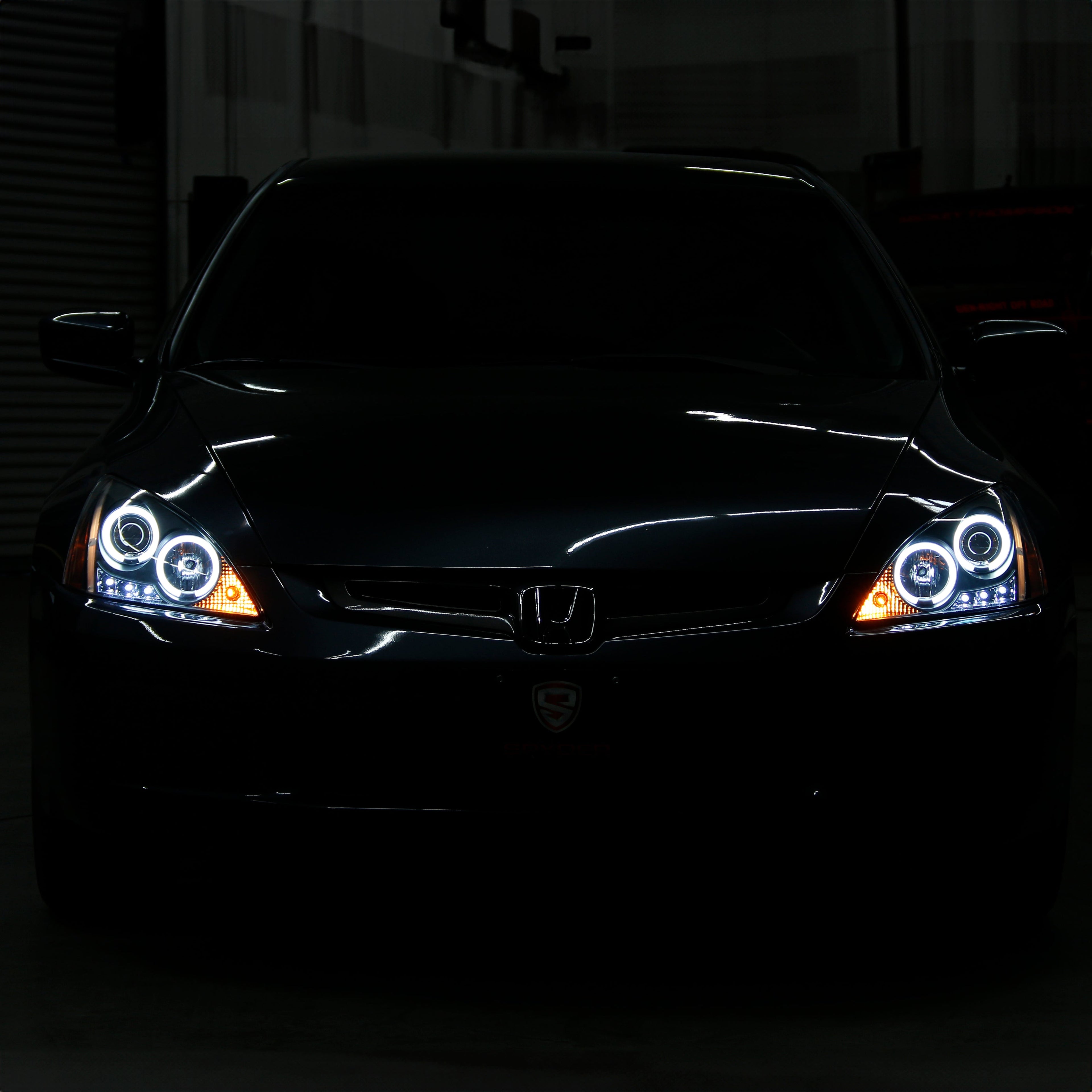 Spyder Honda Accord 03-07 Projector Headlights LED Halo Amber Reflctr LED Blk PRO-YD-HA03-AM-BK 5010636
