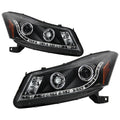 Spyder Honda Accord 08-12 4Dr Projector Headlights- LED Halo DRL Blk PRO-YD-HA08-4D-HL-BK 5010667