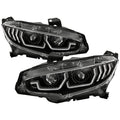 Spyder Honda Civic 16-18 2DR/4DR/Hatchback Headlight Black PRO-YD-HC16PL-SEQ-BK 5087539