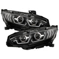SPYDER Honda Civic 16-20 LED Model High-Power LED Module Headlights - Black (PRO-YD-HC16LEDAP-SEQGR-BK) 5088932