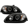 Spyder Honda Civic 96-98 Projector Headlights LED Halo Amber Reflctr Blk PRO-YD-HC96-AM-BK 5010902