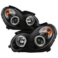 Spyder Mercedes Benz C-Class 01-05 4 DrProjector Headlights Halogen LED Halo Blk PRO-YD-MBW203-HL-BK 5011251