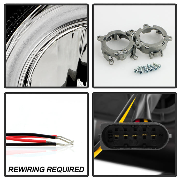 Spyder Mercedes Benz C-Class 01-05 4 DrProjector Headlights Halogen-LED Halo Chrm PRO-YD-MBW203-HL-C 5011268
