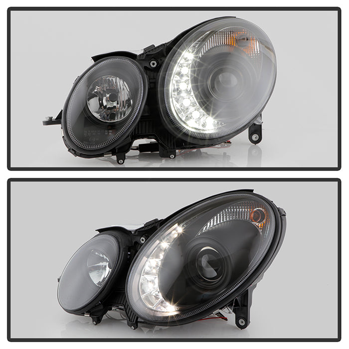 Spyder Mercedes Benz E-Class 03-06 Projector Halogen Model- DRL- Blk PRO-YD-MBW21103-DRL-BK 5017482