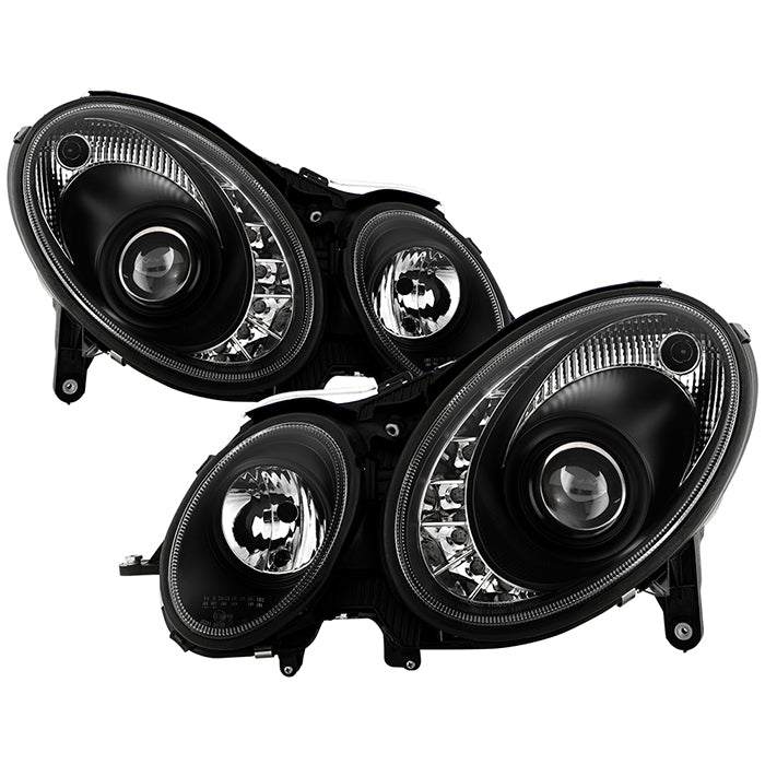 Spyder Mercedes Benz E-Class 07-09 Projector Headlights Halogen - DRL Blk PRO-YD-MBW21107-DRL-BK 5029379