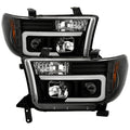 Spyder 08-13 Toyota Sequoia Projector Headlights - Light Bar DRL - Black PRO-YD-TTU07V2-LB-BK 5085344