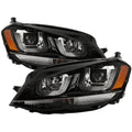 Spyder Volkswagen Golf VII 14-16 Projector Headlights DRL LED Blk Stripe Blk PRO-YD-VG15-BLK-DRL-BK 5080578