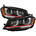 Spyder Volkswagen Golf VII 14-16 Projector Headlights DRL LED Red Stripe Blk PRO-YD-VG15-RED-DRL-BK 5080592