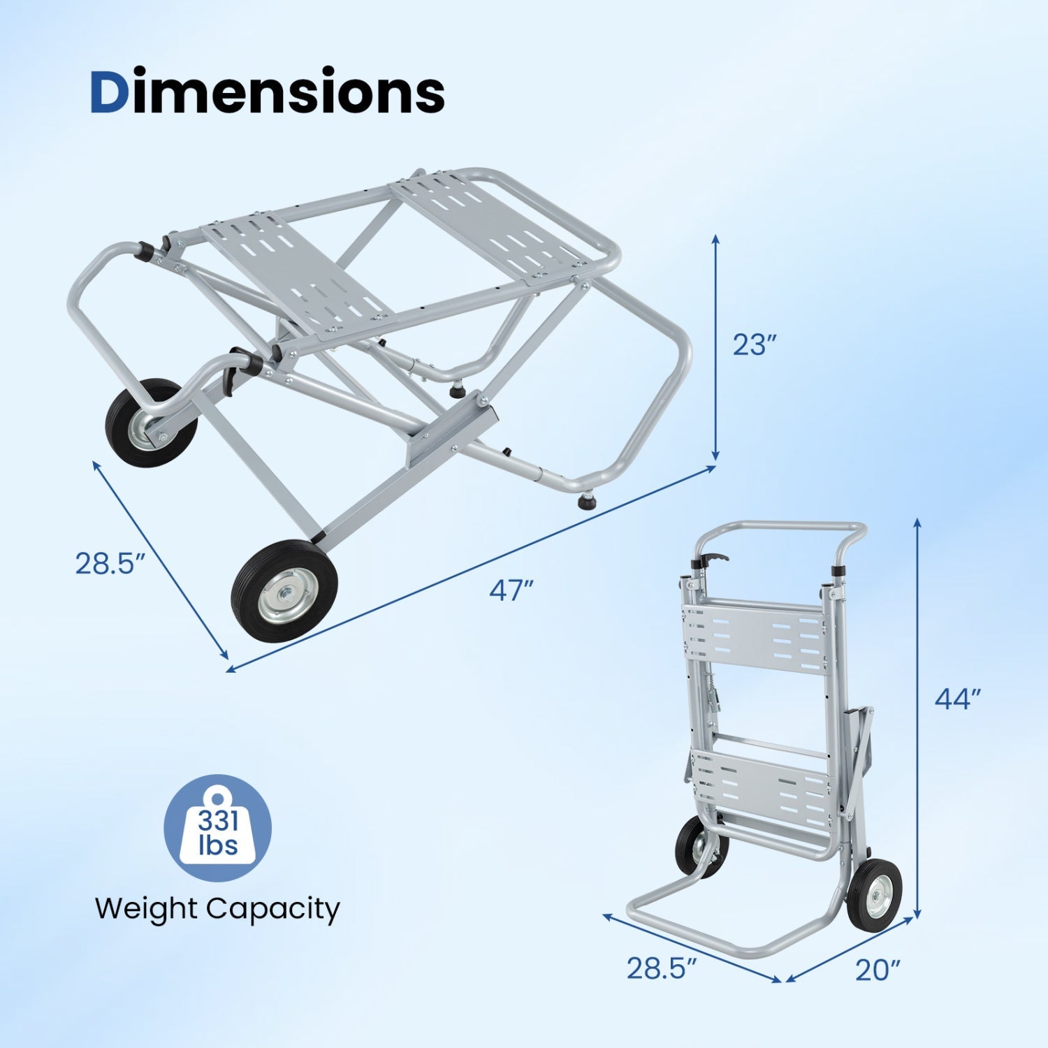 Portable Table Saw Stand with Rolling Wheels - Foldable