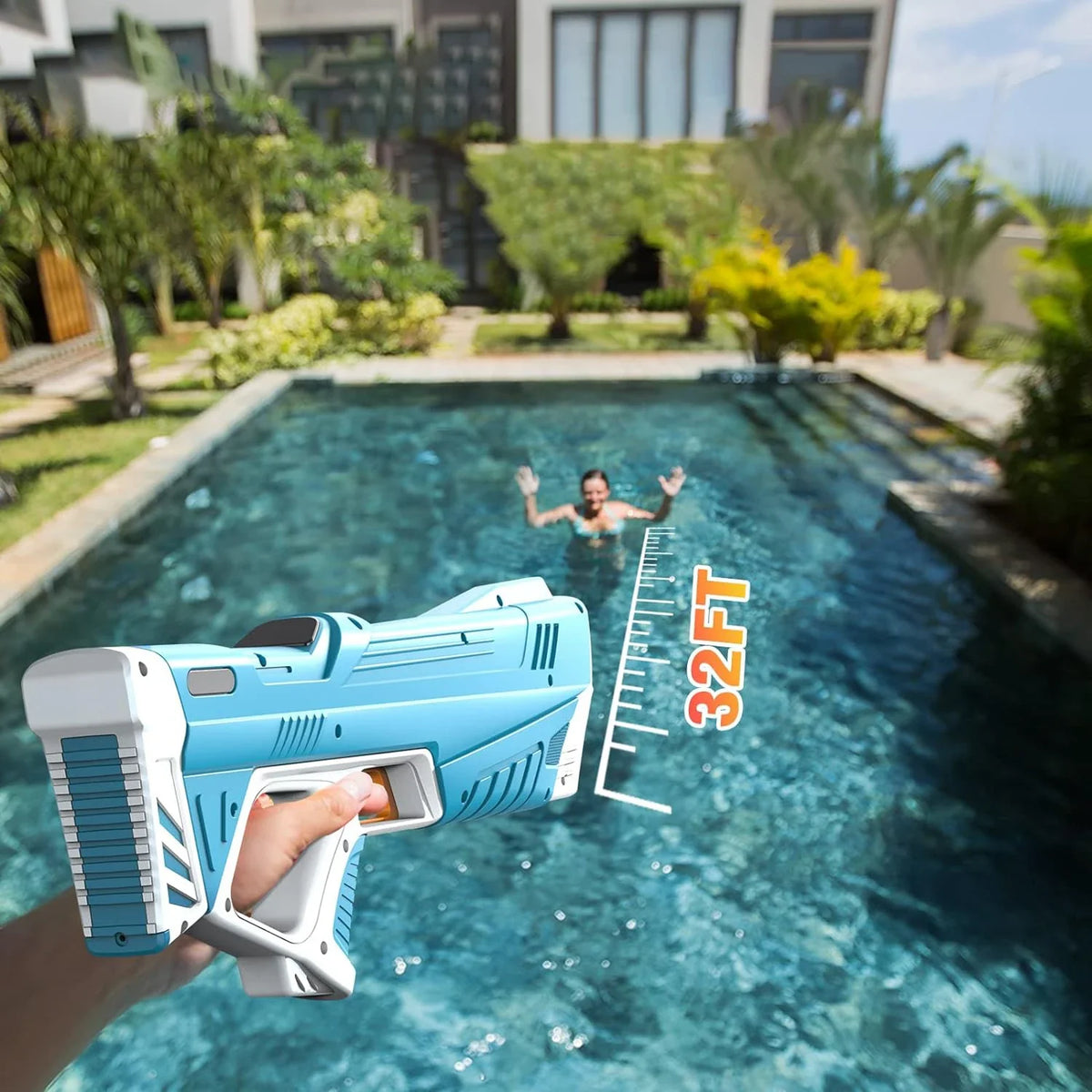 Electric Water Gun Auto Suction 32ft Range Pool Beach Outdoor Party High-Speed Burst