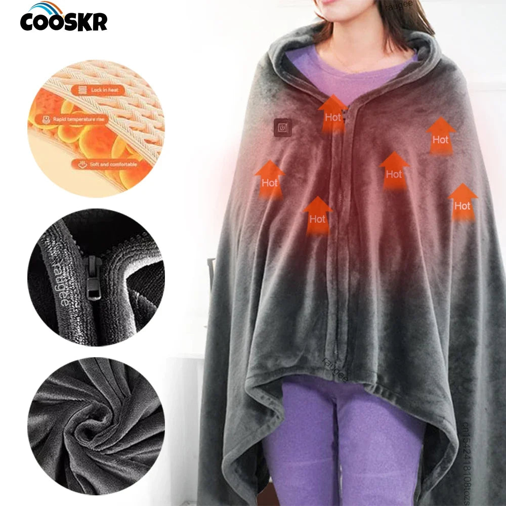 Electric Blanket USB Portable Body Warmer with 3 Temp Settings Heating Thermal Shawl for Home Office Electric Warmer Blanket