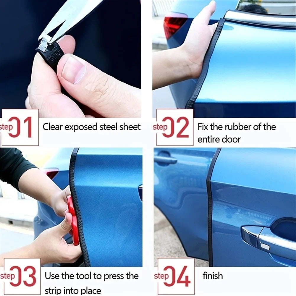 Kcimo Car Door Protector Edge Scratch Strip Guard Trim Car Door Noise reduction Anti Collision Protection With Steel Carstyling