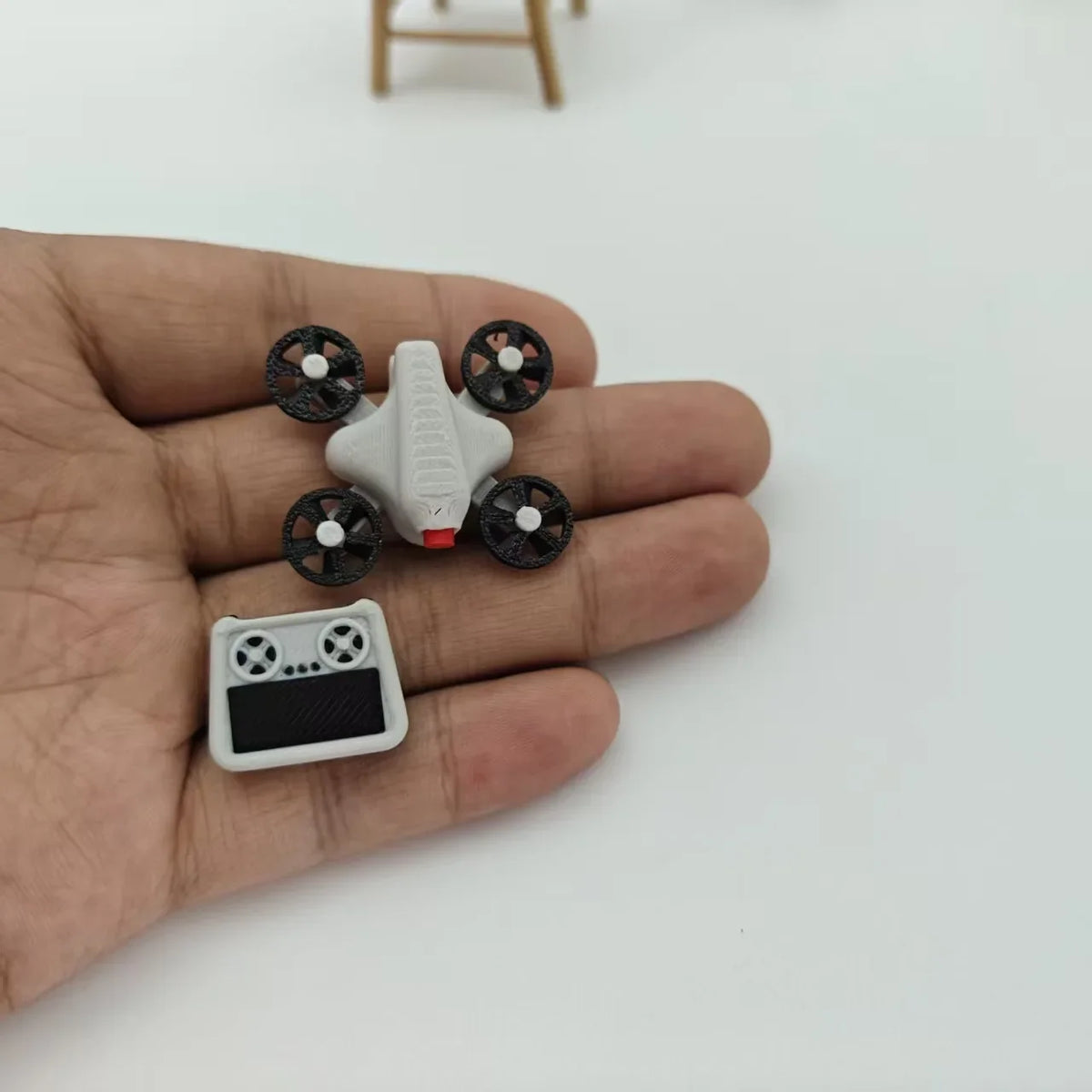 1set 1:12 Dollhouse Mini Drone UAV Aircraft Accessory Fake Model with Remote Control Scene Prop Miniature Home Decor Decoration