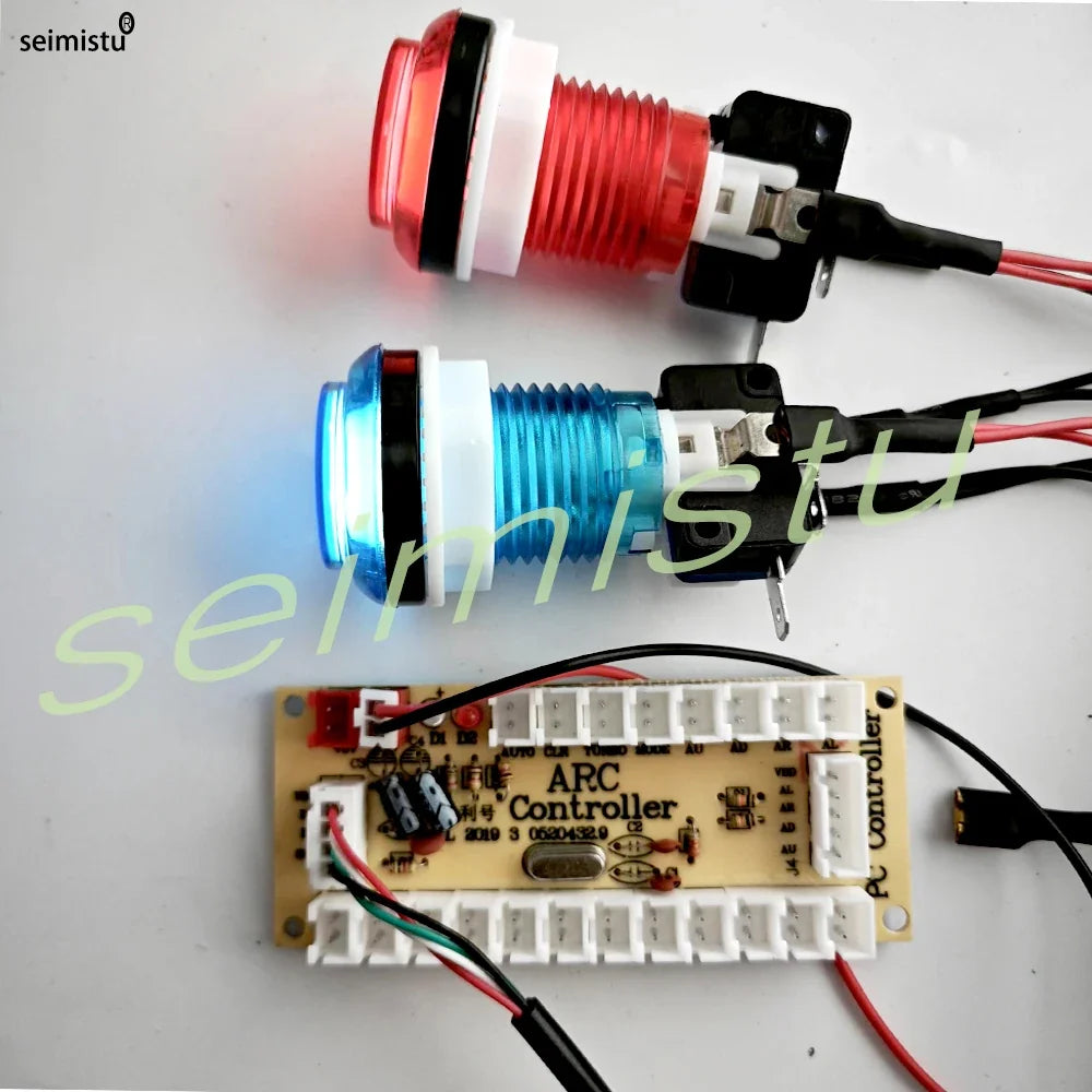 DIY PC Raspberry Pi Arcade joystick Game Kit  With LED Push Button American Style Joystick USB Encoder Cables Mame 2 Players