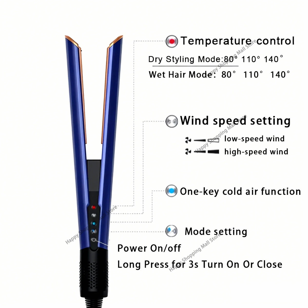 2-in-1 Hair Straightener and Dryer Combo - Negative Ion Heating Flat Iron for Quick, Long - Lasting Hair Styling at Home，salon