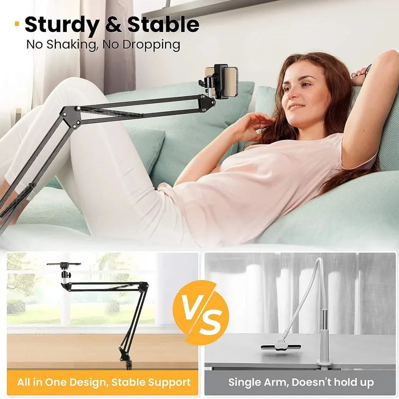 Flexible Arm Overhead Tripod for Phone Desktop Cellphone Bracket for Video Shooting Table Mobile Mount for Filming Recording