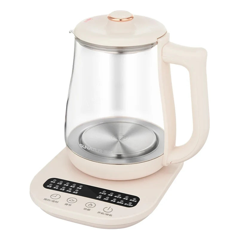 SUNATUR 1.8L Electric Glass Health Preserving Kettle,Stainless Steel,800W Fast Boil,24h Insulation