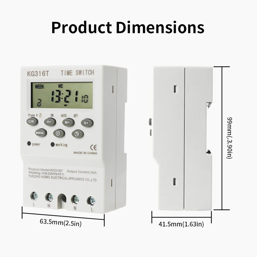 TNCE 30A Timer 220V, time control switch module, set to seconds, 32 groups of timer on and off light, for water pump timer