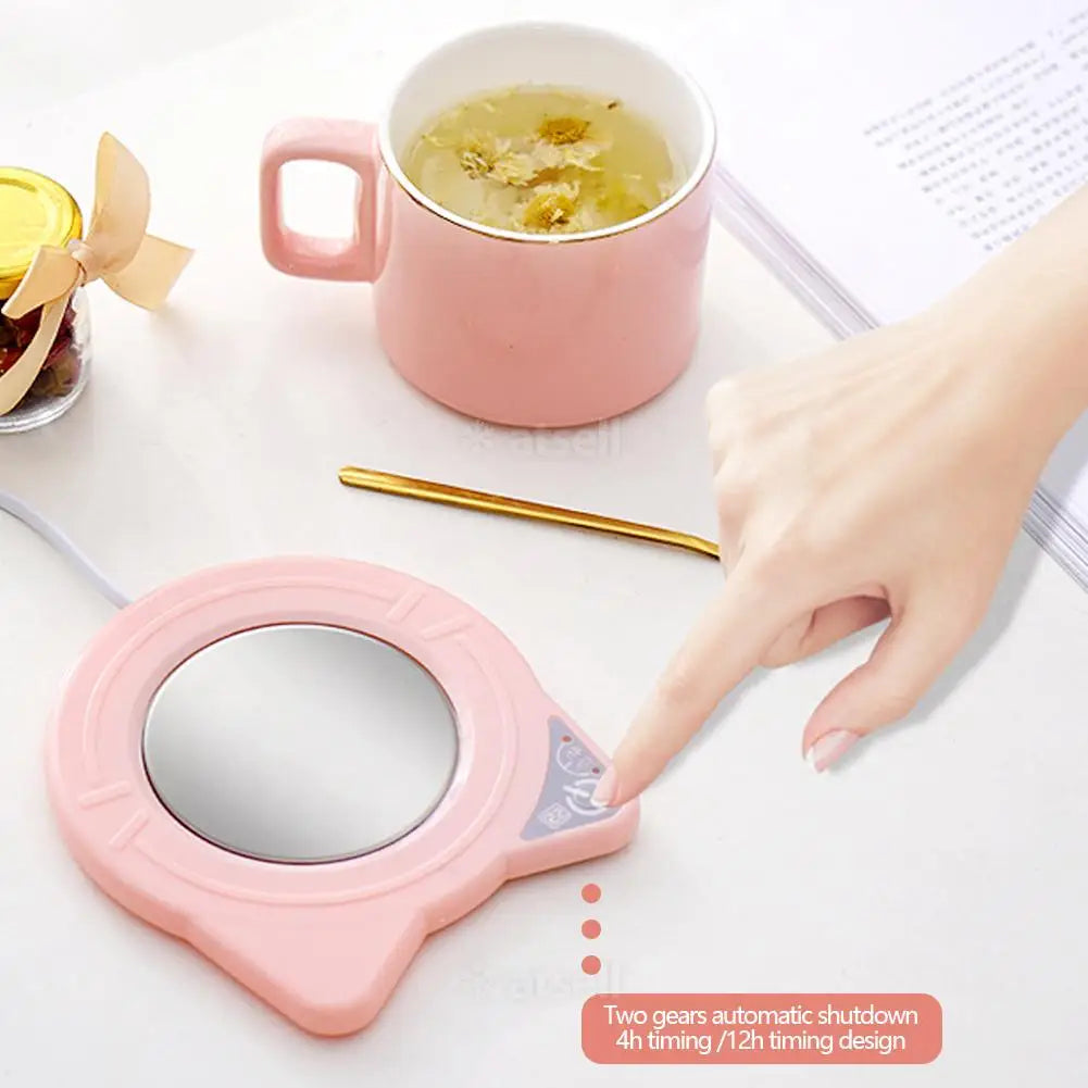 USB Cute Mug Warmer Cup Heater Desktop Heated Coaster for Coffee Milk Tea Temperatures Adjustable Cup Warming Pad