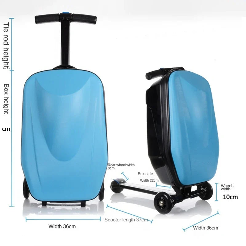 Adult Folding Business Trolley Case Design Cool Travel Suitcase Trip Cabin Skateboard Scooter Kids Riding Luggage Carrier Unisex