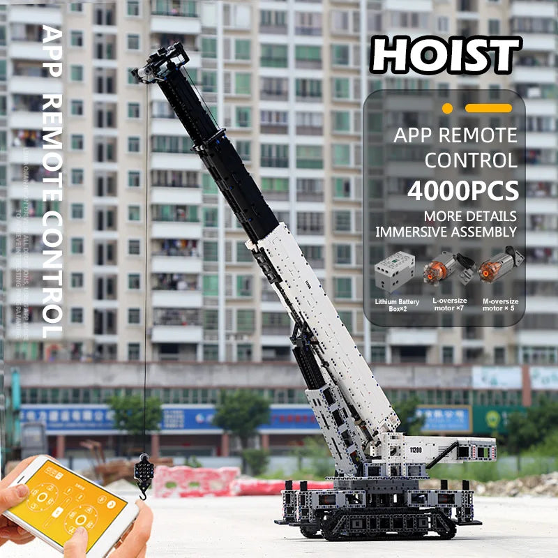 Mould King 17002 Technical Car Toys The MOC-10123 RC Motorized Crane Liebherred LTR 11200 Truck Model Building Blocks Kids Gifts