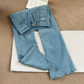 Blue Embroidered Floral Micro Flared Jean Women's Spring Summer High Waist Slim Denim Trousers Versatile Ankle-length Pants
