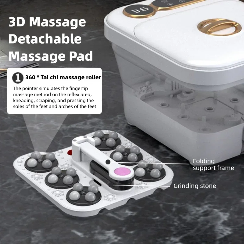 Foot Spa Bath Massager Automatic Warm Heated Simple Screen Touch Controller Electric Roller Feet Washing Tub Fatigue Relief Gift