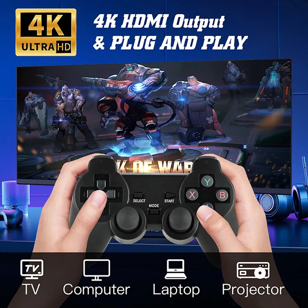 Retro Game Console with 20000 Games – Plug-and-Play TV Game Stick with 2 Wireless Controllers