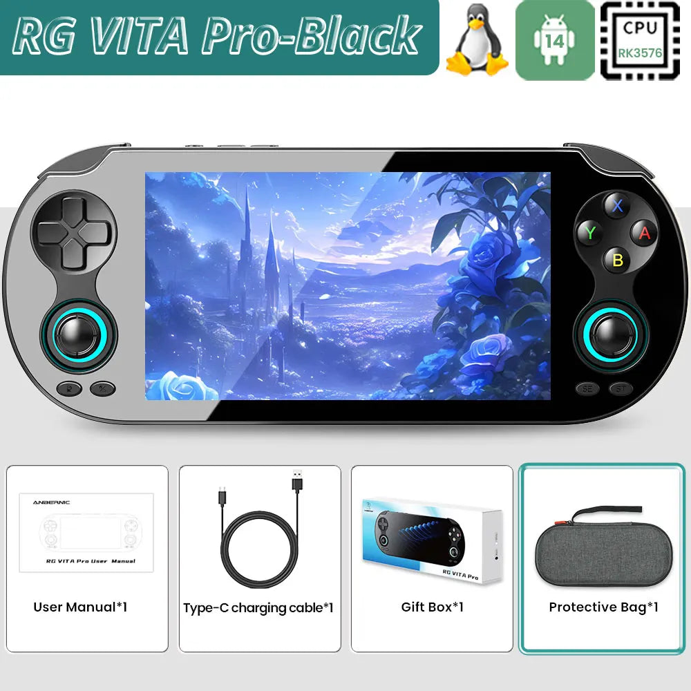 Anbernic RG VITA & RG VITA Pro 64 Bit Handheld Game Console Android Large-angle 3D Hall Joystick 5000 mAh Video Game Player