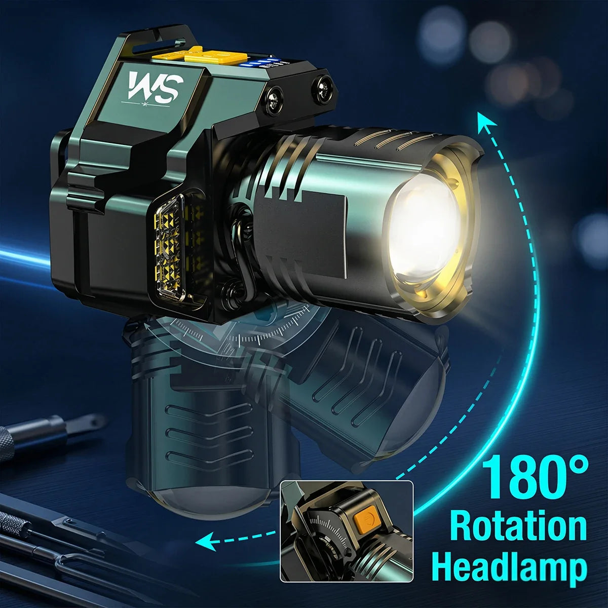 LED Headlamp Zoomable Motion Sensor Rechargeable 5 Mode COB Floodlight 180° Rotatable Waterproof Head Flashlight Fishing Camping