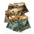 3pcs/set Fashion Men Underwear Men's Retro Geometric Print Boxer Briefs Soft Breathable Mid-Waist Underwear Comfortable Shorts