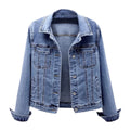 Women's Regular Fit Button-Up Washed Denim Jacket Autumn Winter Streetwear Sweet Style Long Sleeve Heavyweight Light Wash