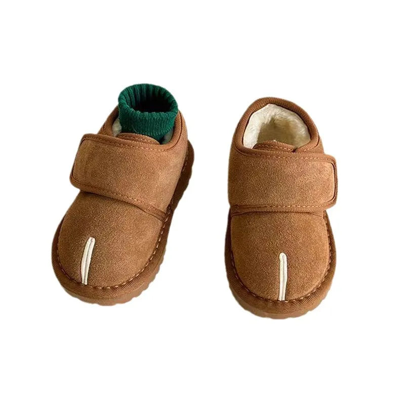 Kids Winter Snow Boots, Warm Plush Faux Suede, Anti-Slip