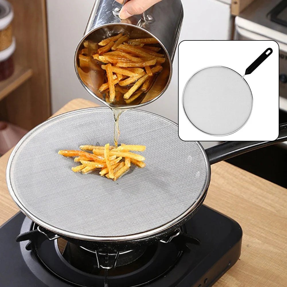 19-33cm Stainless Steel Oil Splatter Screen Frying Pan Mesh Guard Kitchen Cooking Tools Multi-Purpose Filter Net For Frying Pans