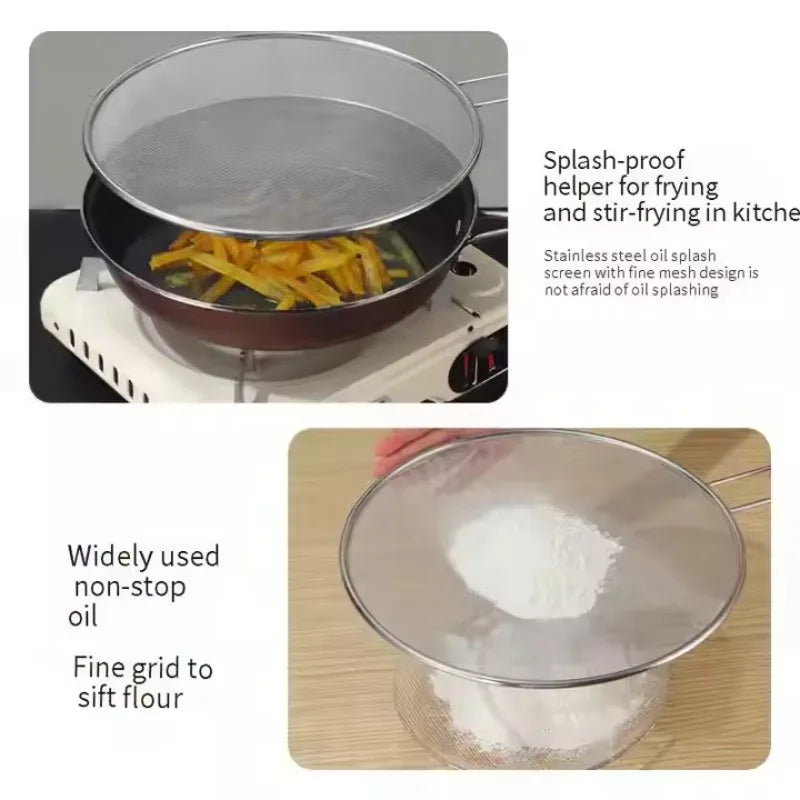 Anti Splatter Guard Stainless Steel Oil Net Splash Cover Pan Kitchen Cooking Gadget Splatter Proof Cover Mesh Pot Lid Frying Pan