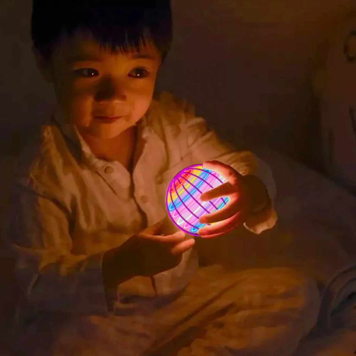 Automatic LED Color Flying Ball Boomerang Anti-Gravity Suspension Tech Magic Ball Gyroscopic Toy for Kids Black