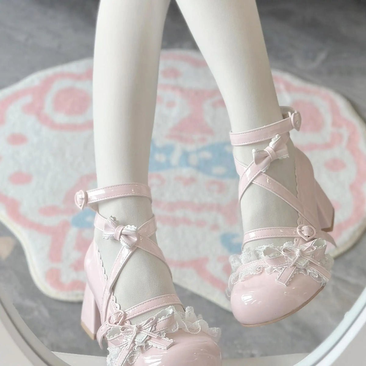 2026 New Butterfly-knot Lolita Women Mary Jane Shoes Elegant Round Toe Thick Heel Shoes Ladies Fashion Dress Pumps