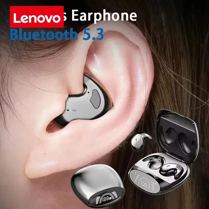 Lenovo Wireless Sports Bluetooth Headphones Ultra-thin Tws Dual Ear Sleep in Ear Mini Painless Call Noise Cancelling Headphones