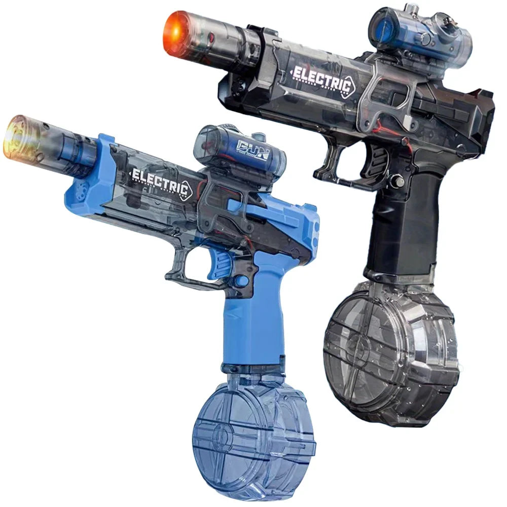 Battle Electric Water Guns，with Gun Muzzle Flame High Capacity Squirt Guns Summer Outdoor Beach Toy for Adult（blue、gray and Red）