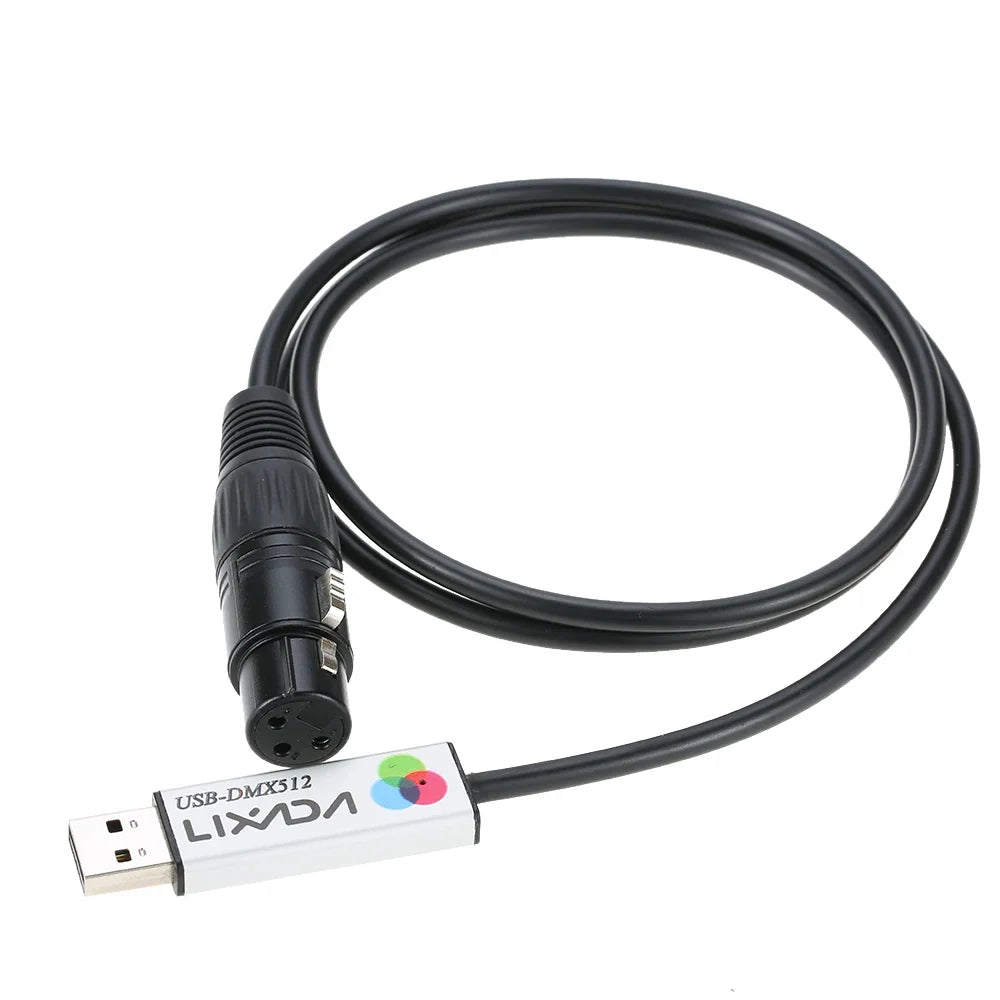 Lixada USB Lighting Console USB to DMX Interface Adapter LED DMX512 Computer PC Stage Lighting Controller Dimmer