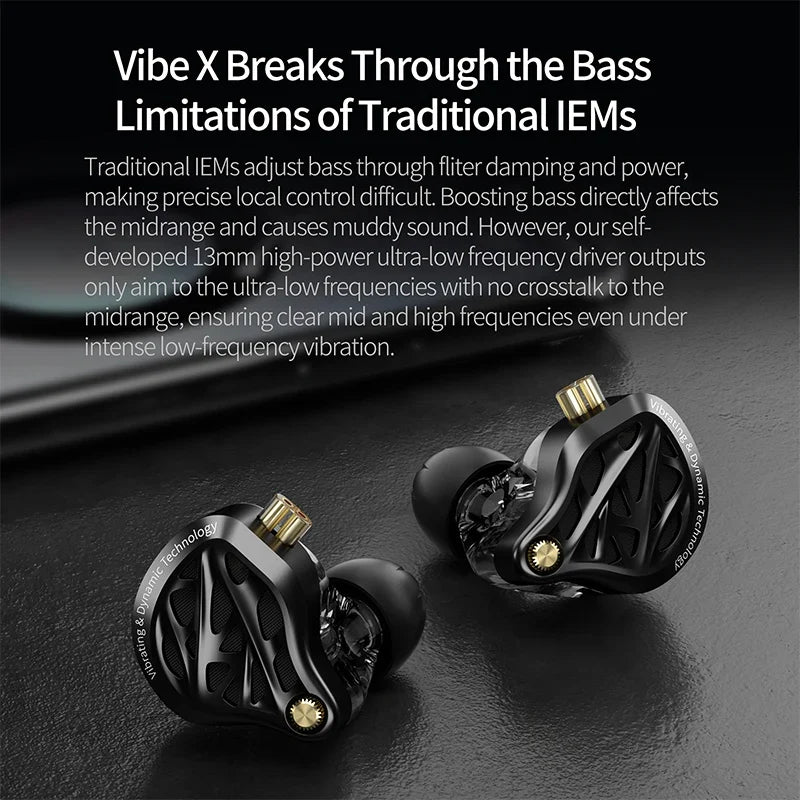 In Stock KZ Vibe X Low Frequency Vibration Earbuds HiFi IEM Deep Bass Headset Stereo Sound In-Ear Earphones for Music Gaming