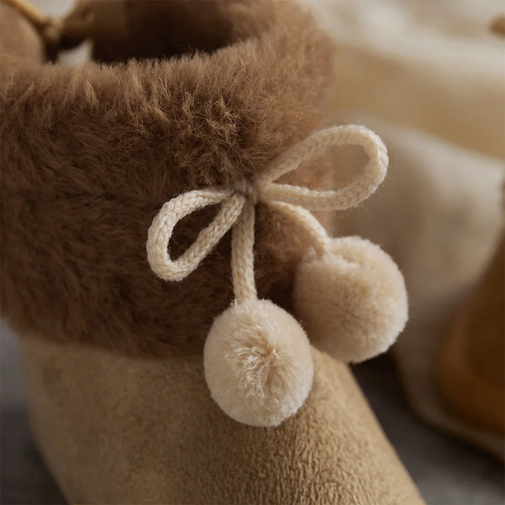 Autumn Winter Warm Newborn Girls Boys Snow Boots Solid Pompom Toddler Baby Soft Sole First Walker Fluffy Cute Non Slip Shoes