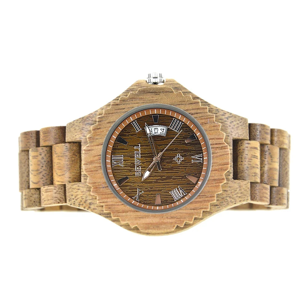 Wooden Watch for Men, Stylish Quartz Wristwatch with Natural Wood Finish