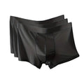 3Pcs Pure Black Breathable Men's Flat Leg Pants Comfortable Underwears  Casual Sporty Boxer Shorts Thin Summer Cooling Paties