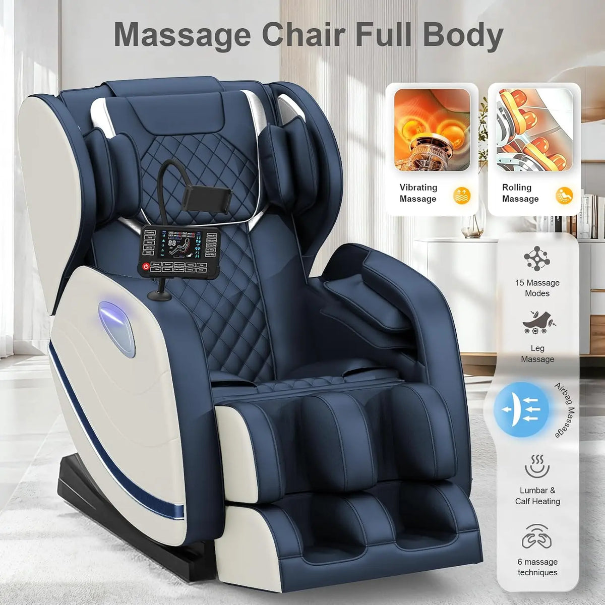 Track Massage Chair Full Body, Zero Gravity Recliner | 12 Fix Rollers, 8 Airbags, 15 Auto Programs, Foot, Custom